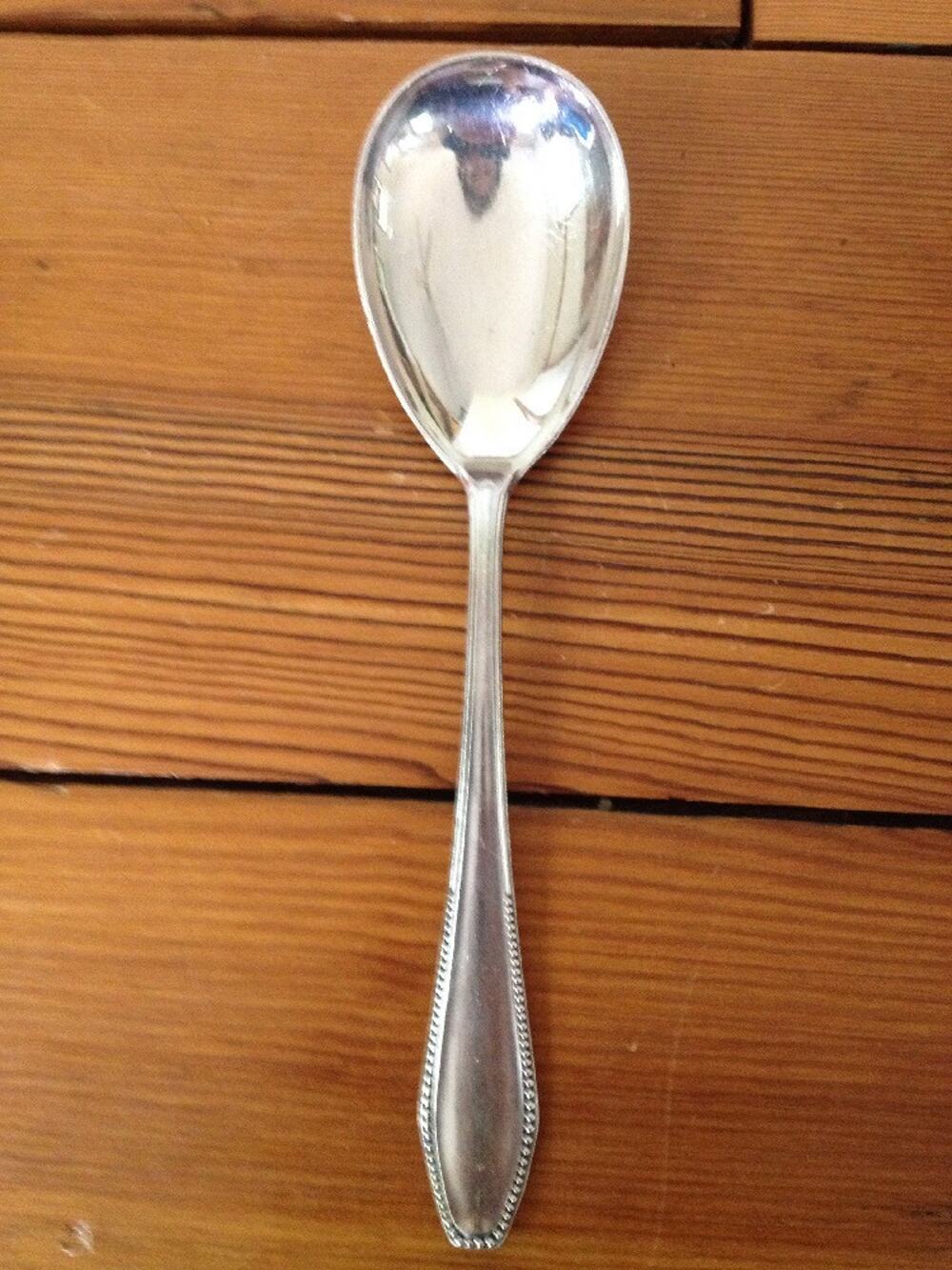 Vintage Bruckmann Silverplate Serving Spoon Antique Flatware 7.5" Long